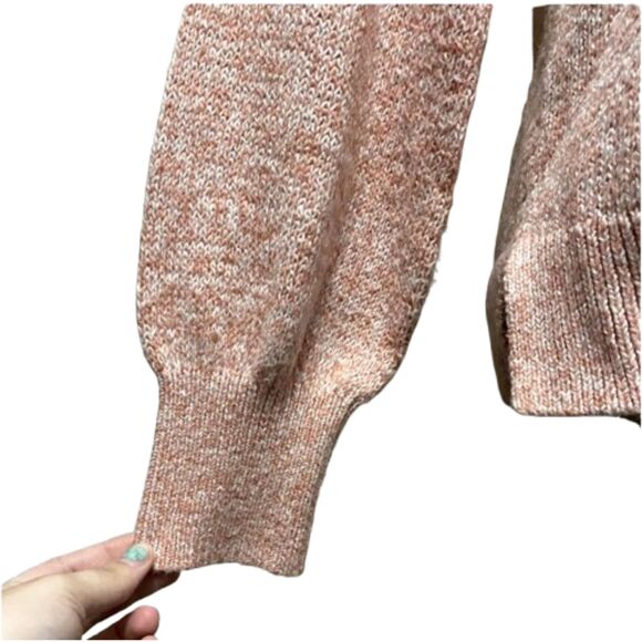 BP Balloon Sleeve Sweater Marled Knit Baby Pink V-Neck Oversized Size‎ XS - Picture 2 of 5